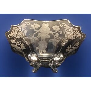 Cambridge Cherry Blossom?  11" 4 Toed Large Gorgeous‎ Square Etched Bowl